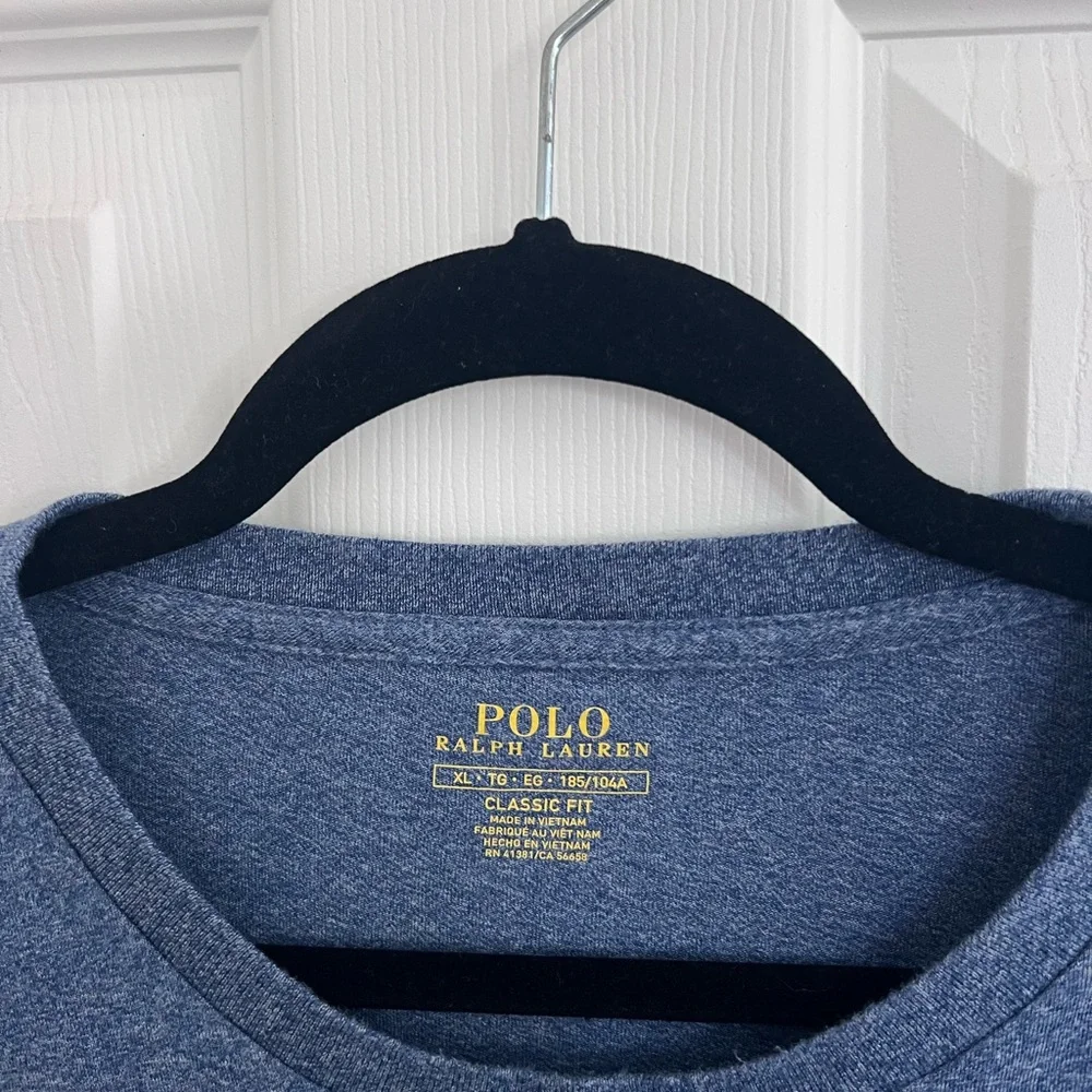 Polo Ralph Lauren Men's Blue T-Shirt Crew Neck Short Sleeve, 100% Cotton, XL